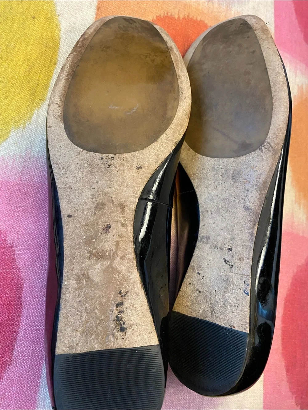 Tory Burch Black Patent Leather Ballet Flats with Gold Logo